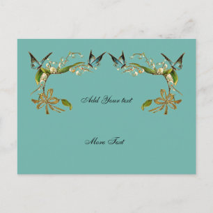 Postkarte Vintage Schmetterlinge Türkis