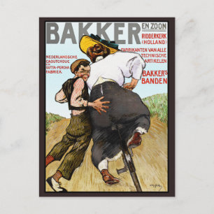 Postkarte: Vintage-Werbung für Gummifahrradreifen Postkarte