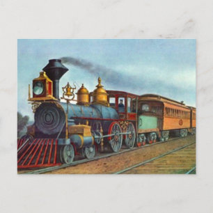 Postkarte Vintage-Zug Eisenbahnschienen Lokomotive