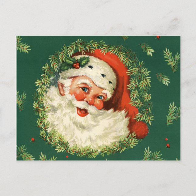 Postkarte: Vintager Santa Feiertagspostkarte (Vorderseite)