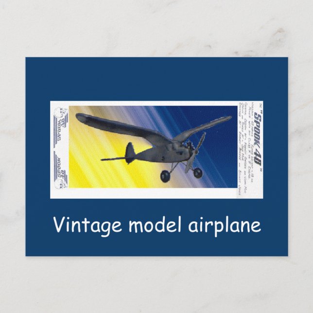 Postkarte - Vintages Modellflugzeug - Spook (Vorderseite)