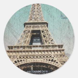 Postkarte vom Eiffelturm Paris Runder Aufkleber