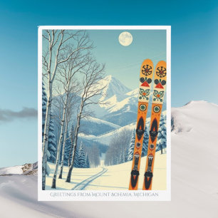 Postkarte vom Mount Bohemia Michigan Skigebiet