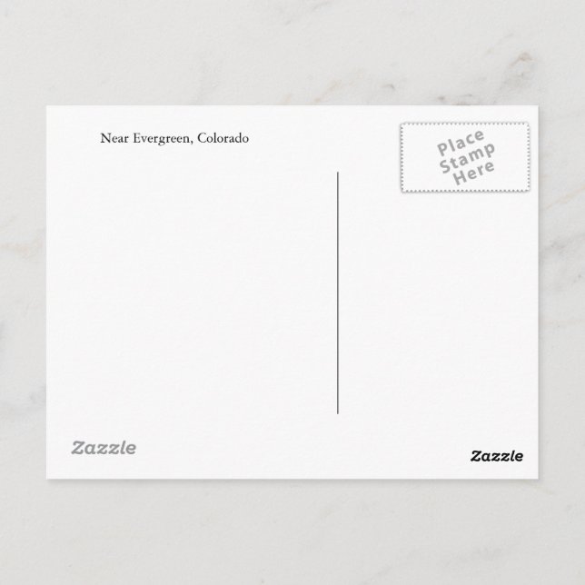 Postkarte von Evergreen, Colorado (Rückseite)