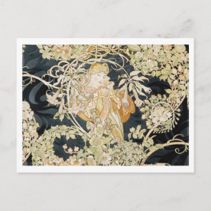 Postkarte von "Lady With a Daisy" von Alphonse Muc