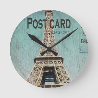 Postkarte von Paris-Eiffelturm Runde Wanduhr