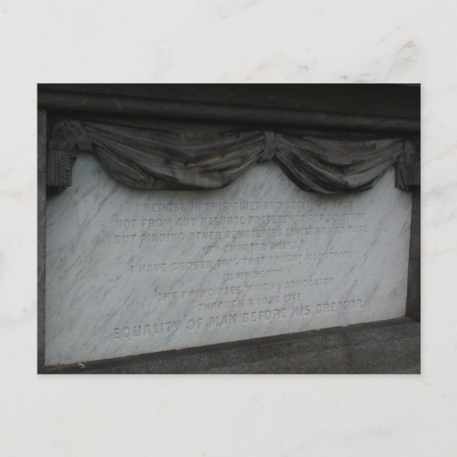 Postkarte von Thaddeus Stevens Epitaph. (Vorderseite)