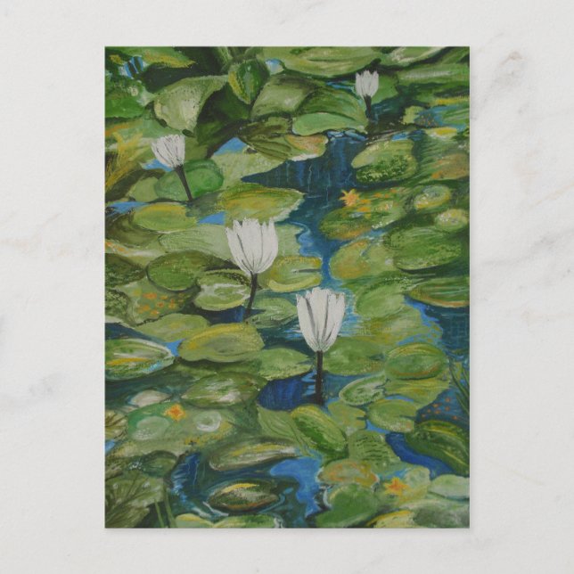 Postkarte - Wasser-Lilien an Hopeland Gärten (Vorderseite)