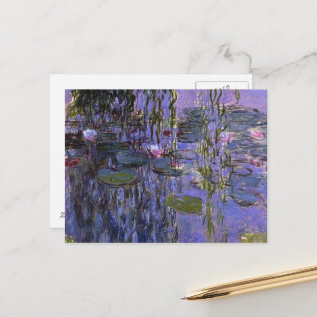 Postkarte - Wasserlilien (Vorderseite/Rückseite Beispiel)