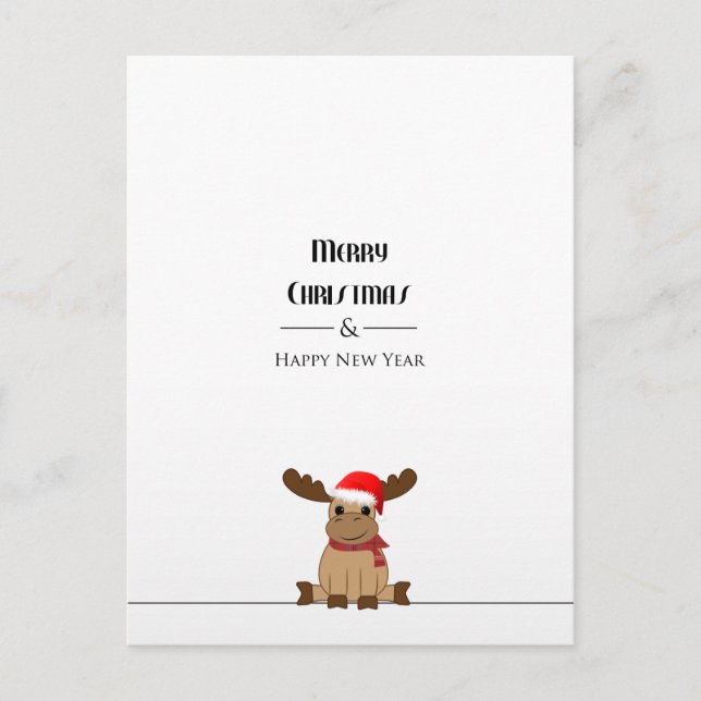 Postkarte Weihnachten Elch (Vorderseite)