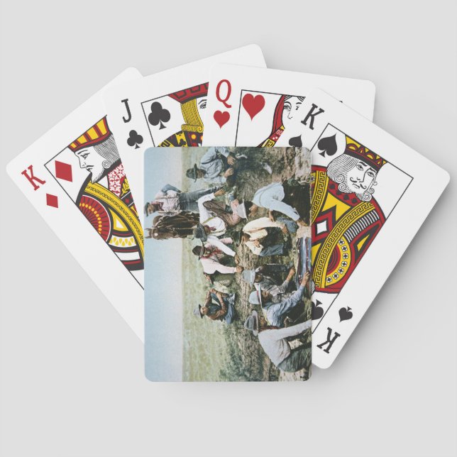 Postkarte, welche die Cowboys spielen Spielkarten (Rückseite)