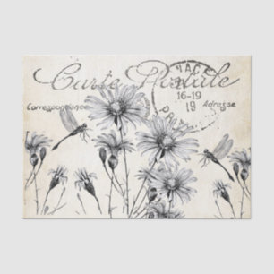 Postkarte Wildblumen Libelle Decoupage Kunsthandwe Seidenpapier