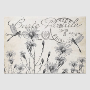 Postkarte Wildblumen Libelle Decoupage Kunsthandwe Seidenpapier