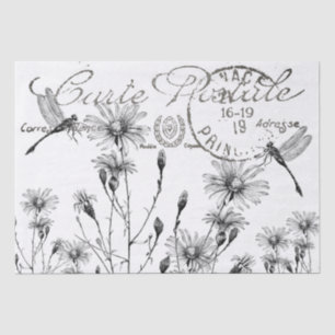 Postkarte Wildblumen Libelle Decoupage Kunsthandwe Seidenpapier