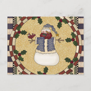 Postkarte - Winterverschneiter Schneemann