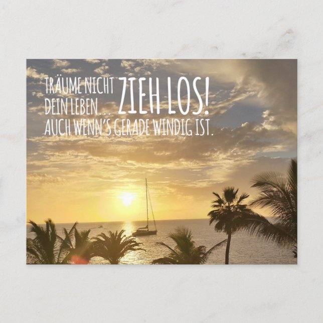 Postkarte „Zieh los!“ (Vorderseite)