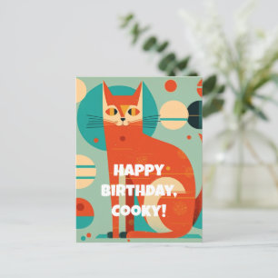 Postkarte zum Geburtstag einer abstrakten Katze im