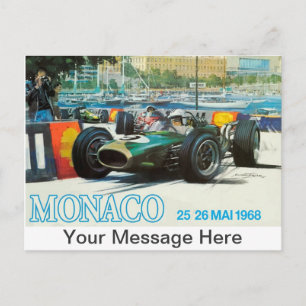 Postkarte zum Großen Preis von Monaco 1968 mit ind