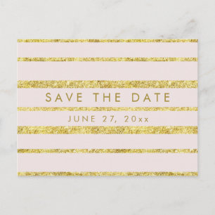 Postkarte zur Hochzeitseinladung Pink mit Goldfoli