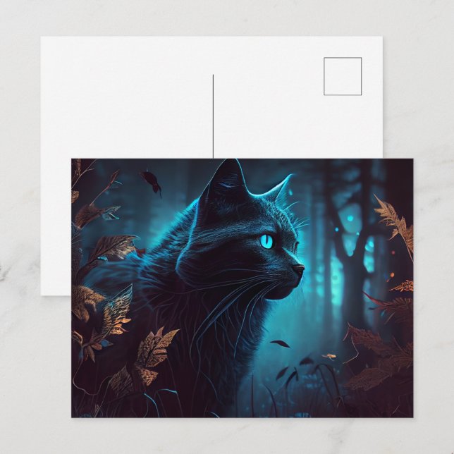 Postkarten Blaue Katze (Vorne/Hinten)