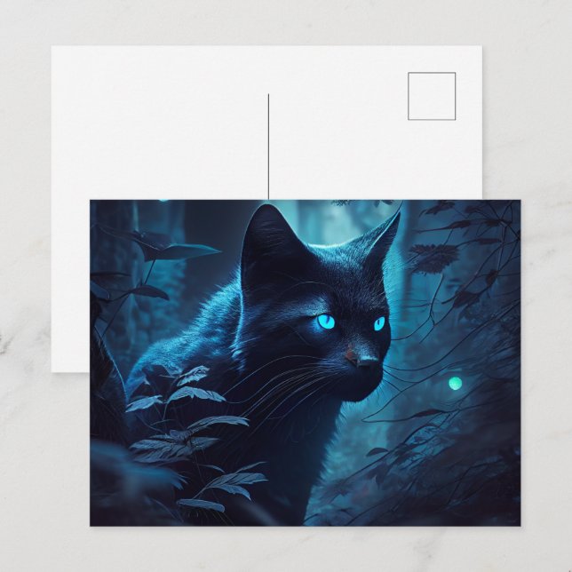 Postkarten Blaue Katze (Vorne/Hinten)