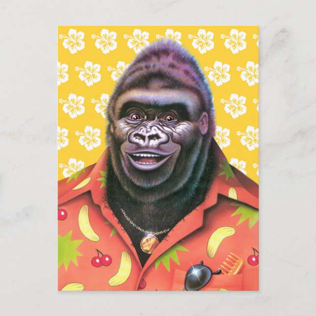 Postkarten-Design mit eitlem Gorilla. Postkarte (Vorderseite)