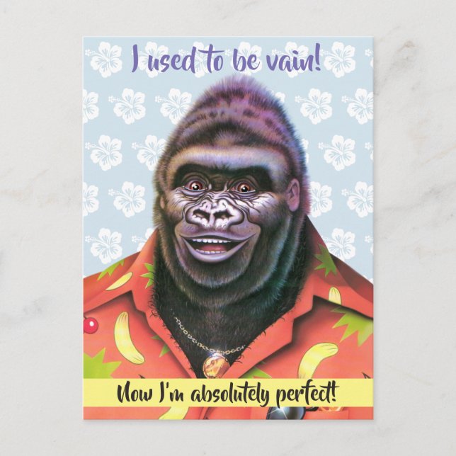 Postkarten-Design mit eitlem Gorilla. Postkarte (Vorderseite)
