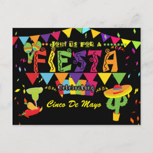 Postkarten-Einladung Fiesta bunte Cinco Des Mayo Einladungspostkarte