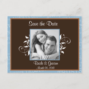 Postkarten für blaues und braunes Save the Date Fo