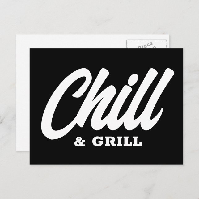 Postkarten für die Chill & Grill GRILLEN Party Ein (Vorne/Hinten)