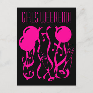 Postkarten für Girls am Wochenende   Neonrosa