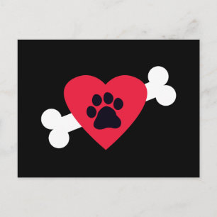 Postkarten für Herz-, Pawprint- und Knochendesign