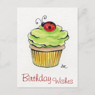 Postkarten für Whimsical Cupcake und Ladybug