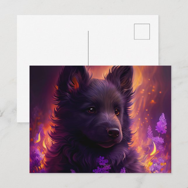 Postkarten Hund Mauve (Vorne/Hinten)