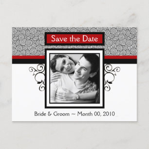 Postkarten mit rotem und schwarzem Save the Date F