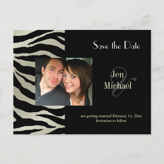Postkarten mit Zebra Save the Date Foto, (Vorderseite)