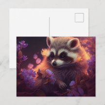 Postkarten Raccoon Mauve