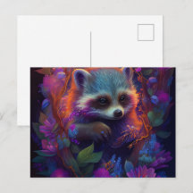 Postkarten Raccoon Mauve