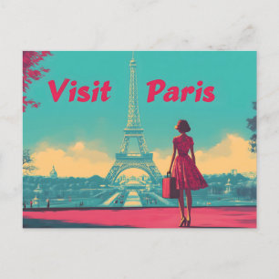 Postkarten-Retro-Eiffelturm-Reiseillustration Feiertagspostkarte