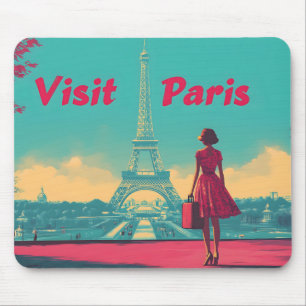 Postkarten-Retro-Eiffelturm-Reiseillustration Mousepad