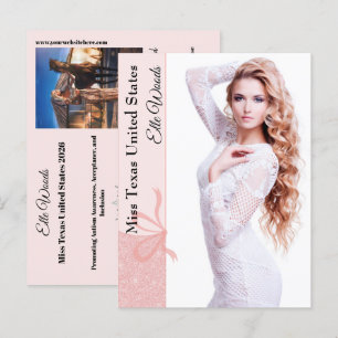 Postkarten-Roségold-Glitz-Pageant-Autogramm-Foto Postkarte