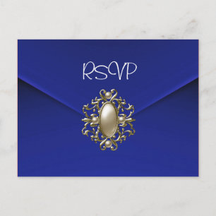 Postkarten-RSVP-Einladung Blue Pearl Jewel Einladungspostkarte