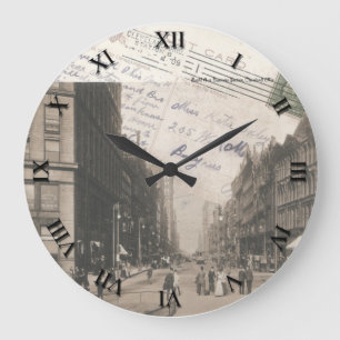 Postkarten-Uhr Clevelands Ohio - Euclid Allee 1909 Große Wanduhr
