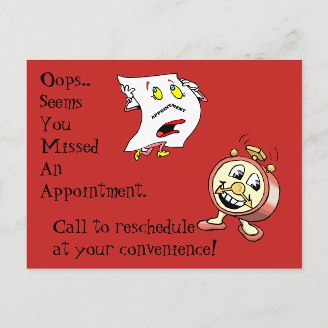 Postkarten verpasste Terminvereinbarung Kundenkont (Vorderseite)