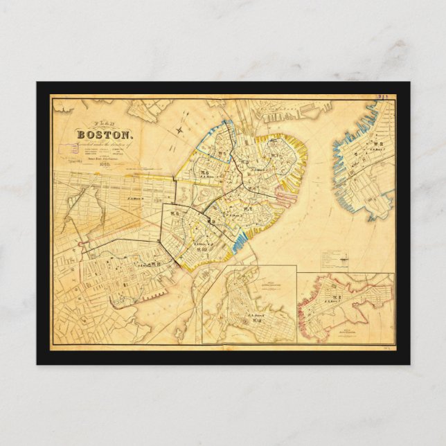Postkarten-Vintage Boston-Karten-10 Postkarte (Vorderseite)