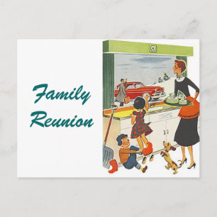 Postkarten-Vintage Retro Familie Renuion Ankündigungspostkarte