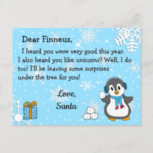 Postkarten vom Santa: Holiday Penguin & Snowballs