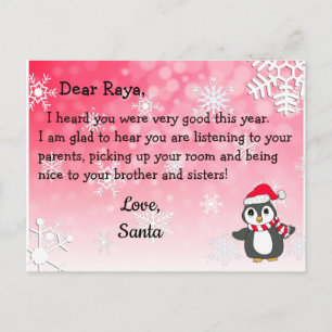 Postkarten von Santa: Roter Pinguin mit Santa-Hut