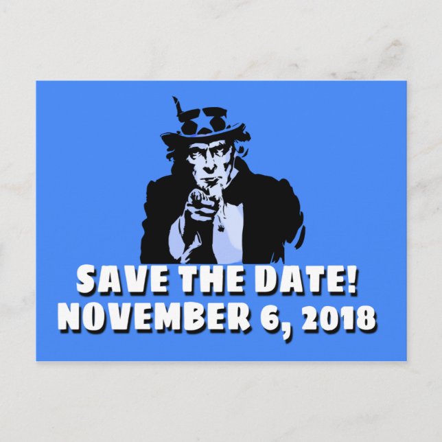 Postkarten zu den Wählern SAVE THE DATE am 6. (Vorderseite)