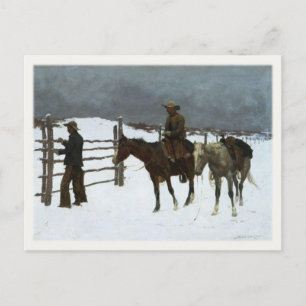 Postkartenkunst mit Cowboys im Schnee Postkarte